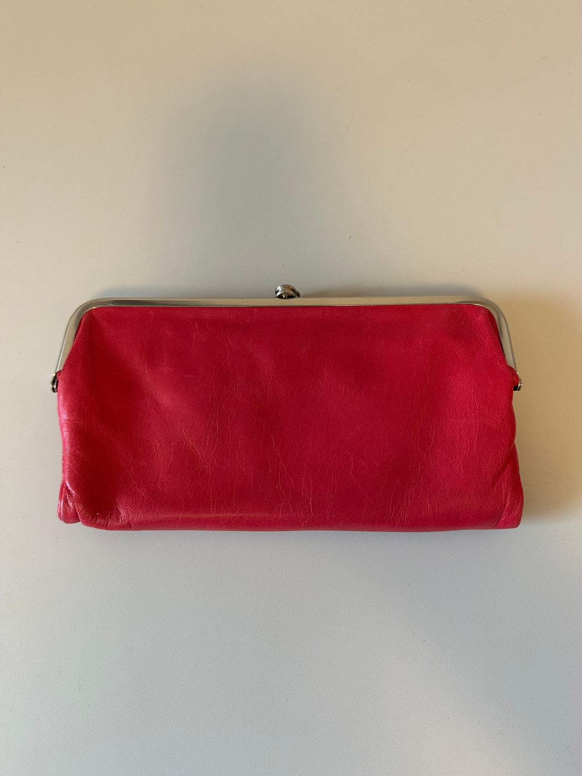 Hobo Hot Pink Leather Double Frame Clutch Wallet