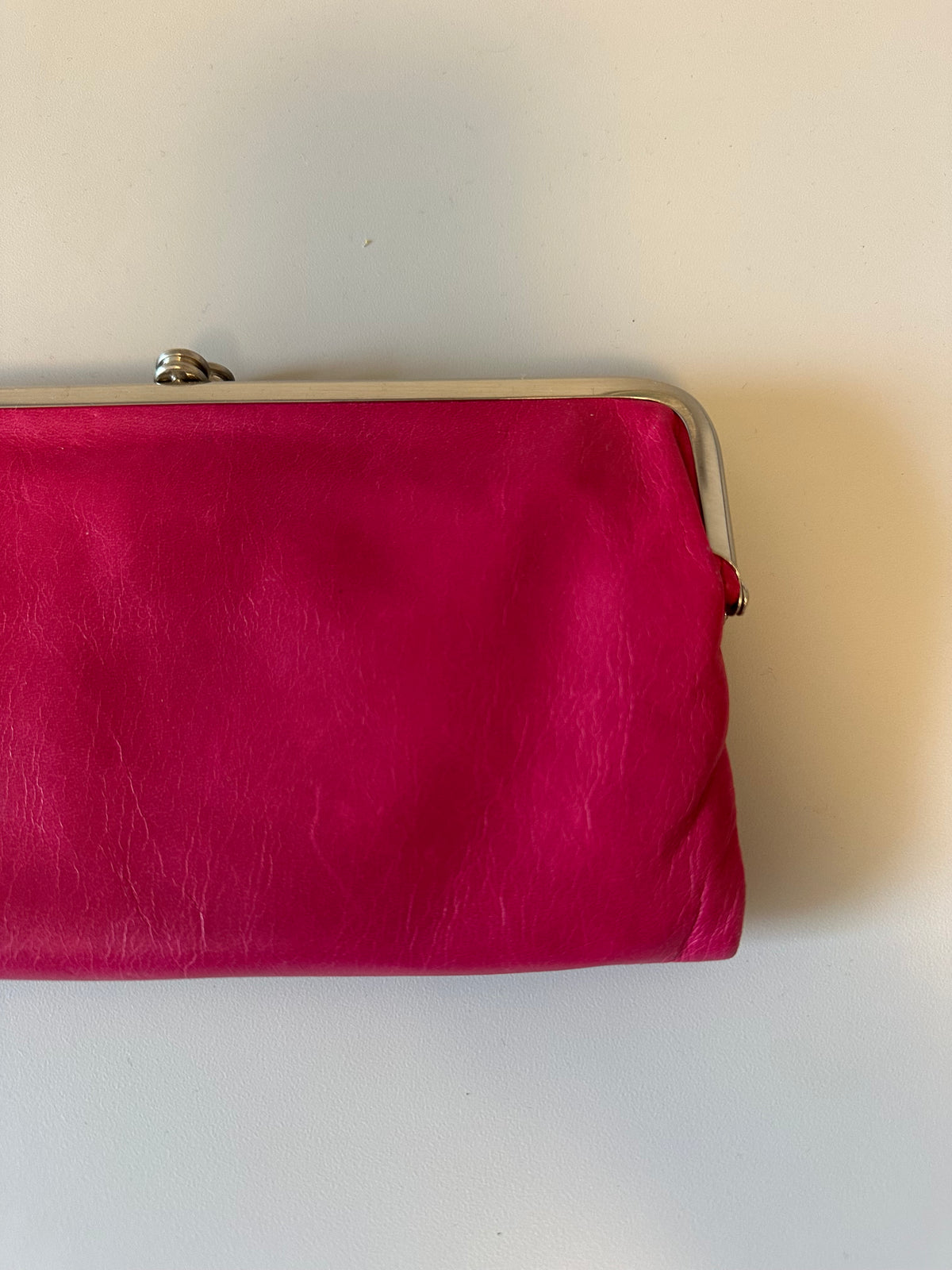 Hobo Hot Pink Leather Double Frame Clutch Wallet