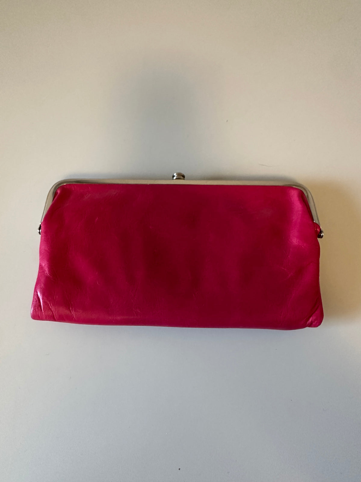 Hobo Hot Pink Leather Double Frame Clutch Wallet