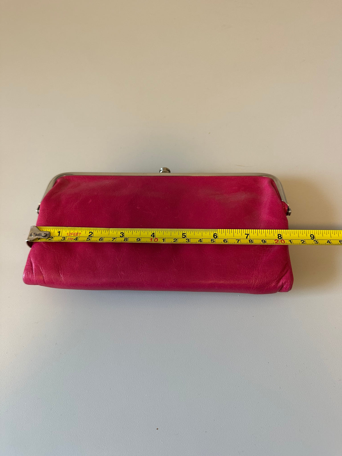 Hobo Hot Pink Leather Double Frame Clutch Wallet