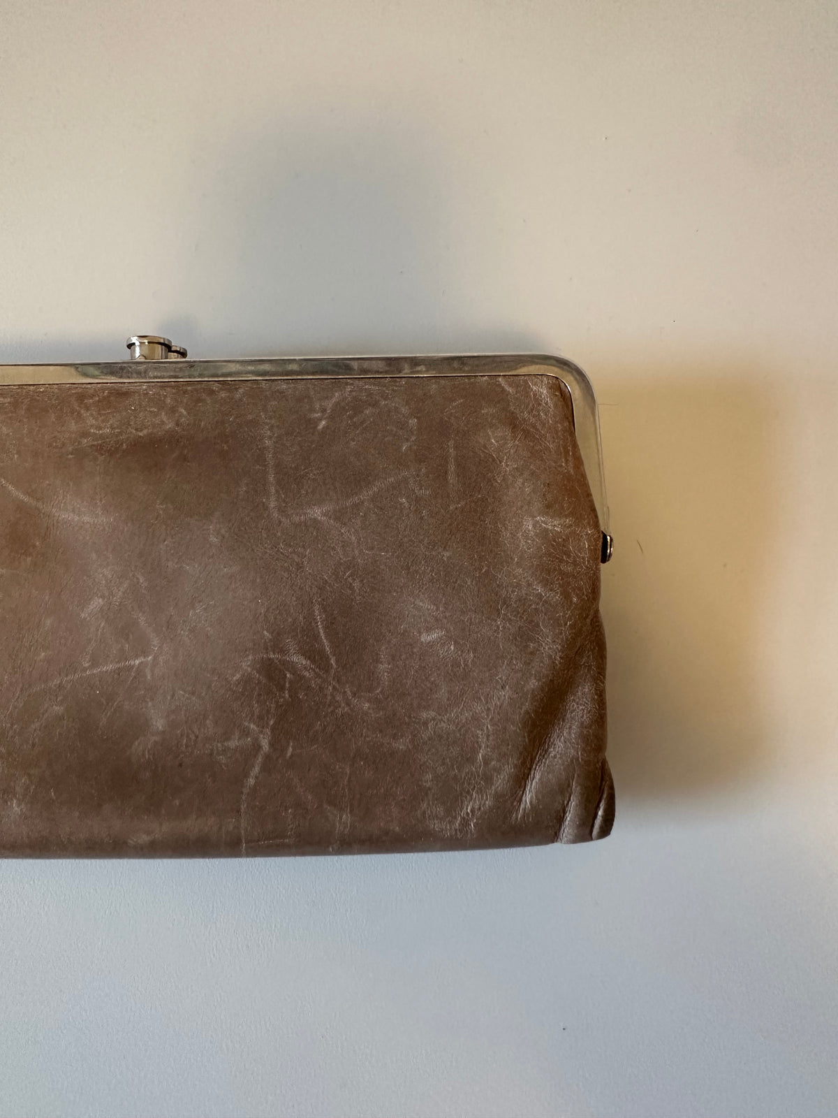 Hobo International Clutch Wallet in Taupe Brown Leather