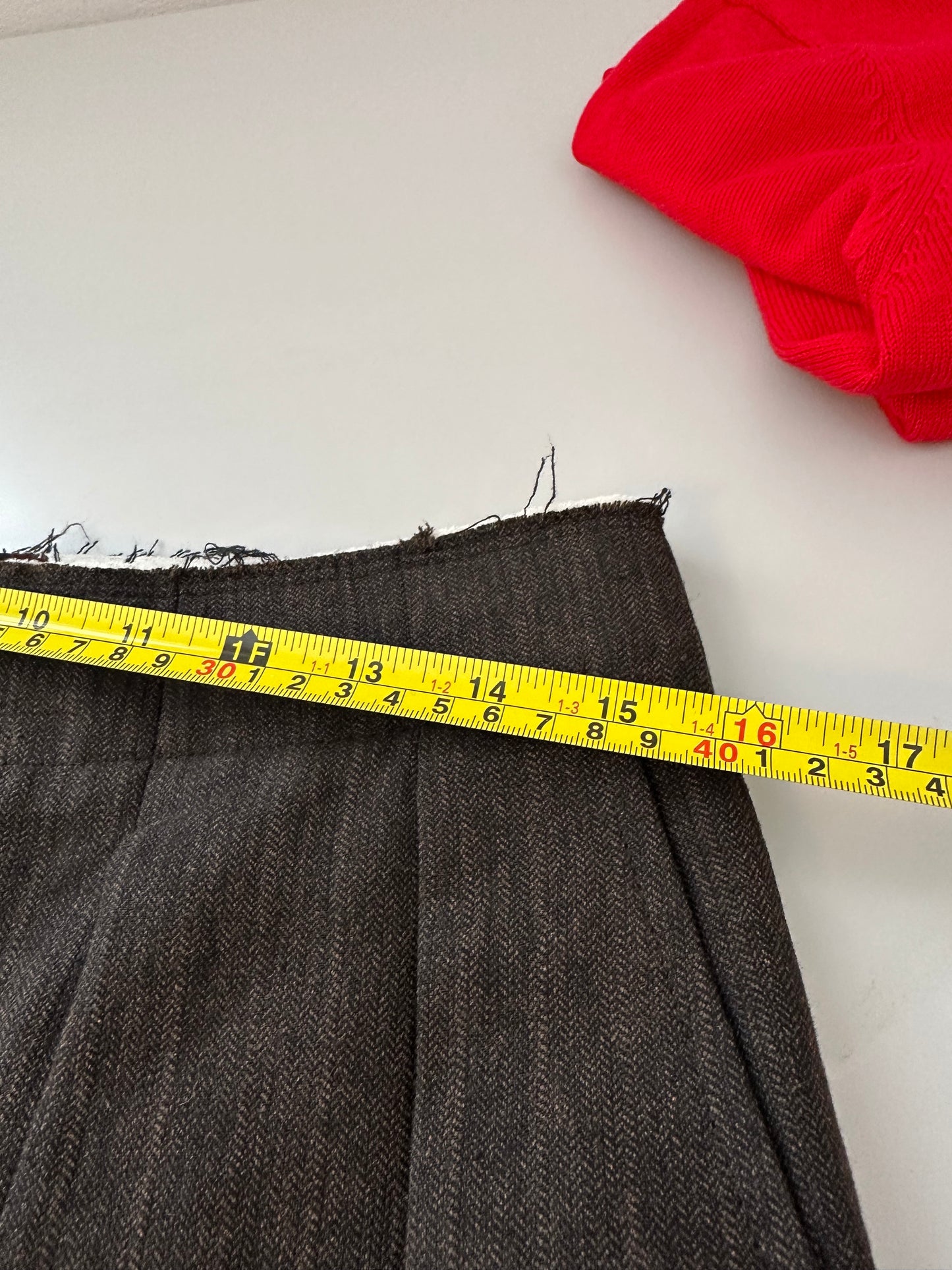 Zara Wide Leg Cotton Blend Cuffed Trousers with Raw Edge Waistband | Small