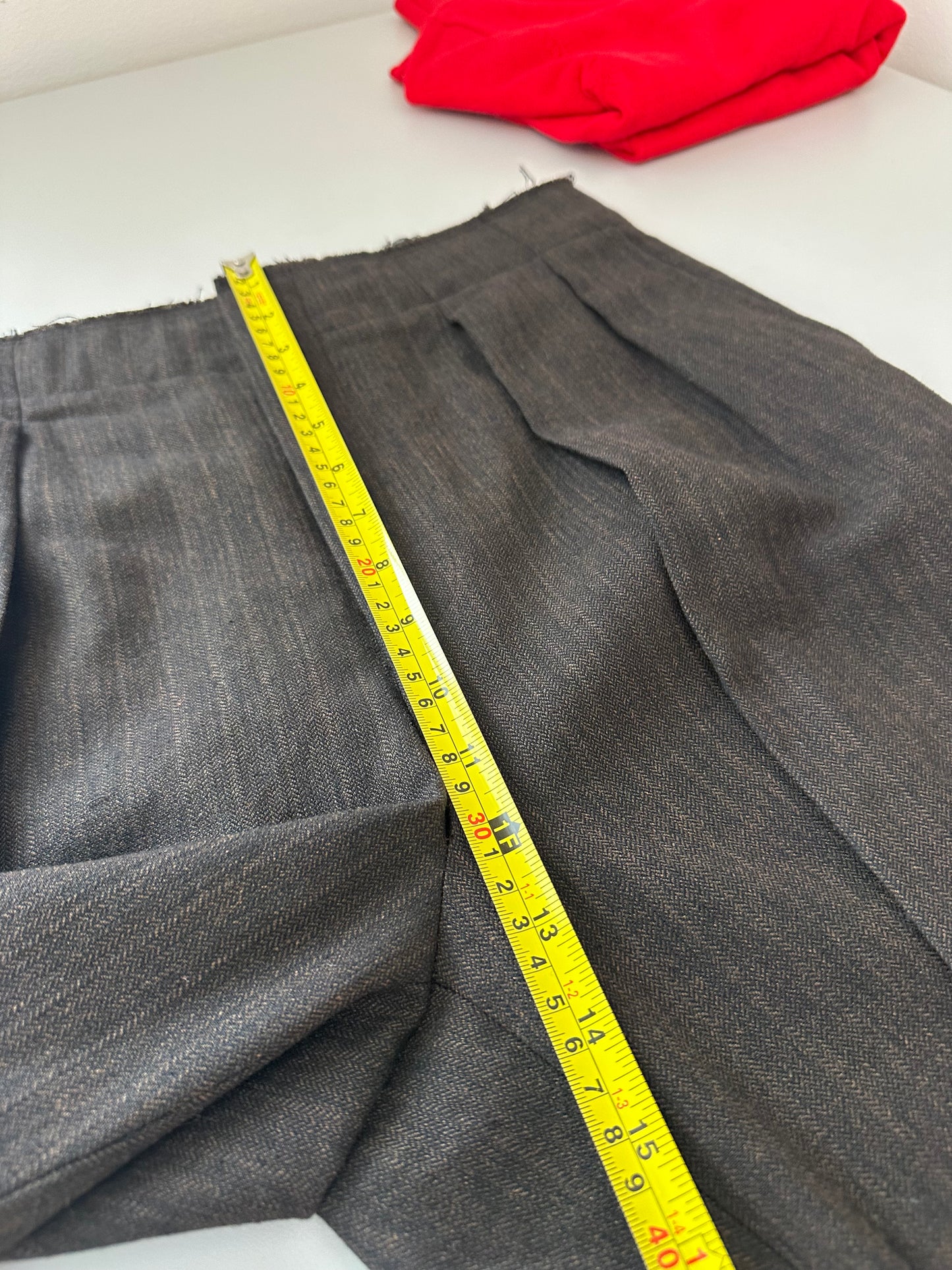 Zara Wide Leg Cotton Blend Cuffed Trousers with Raw Edge Waistband | Small