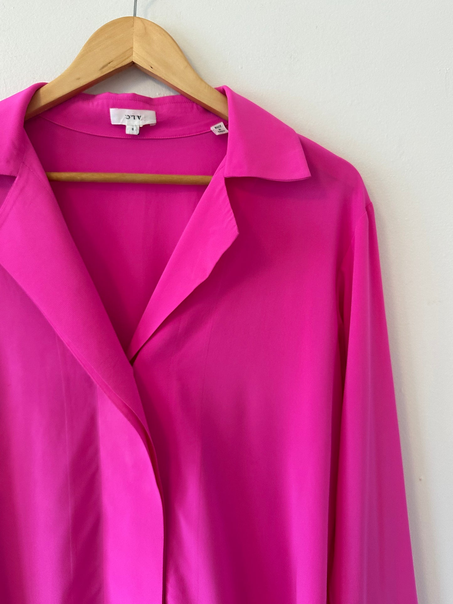 A.L.C. Hot Pink Silk Kinsley Top | Size 8