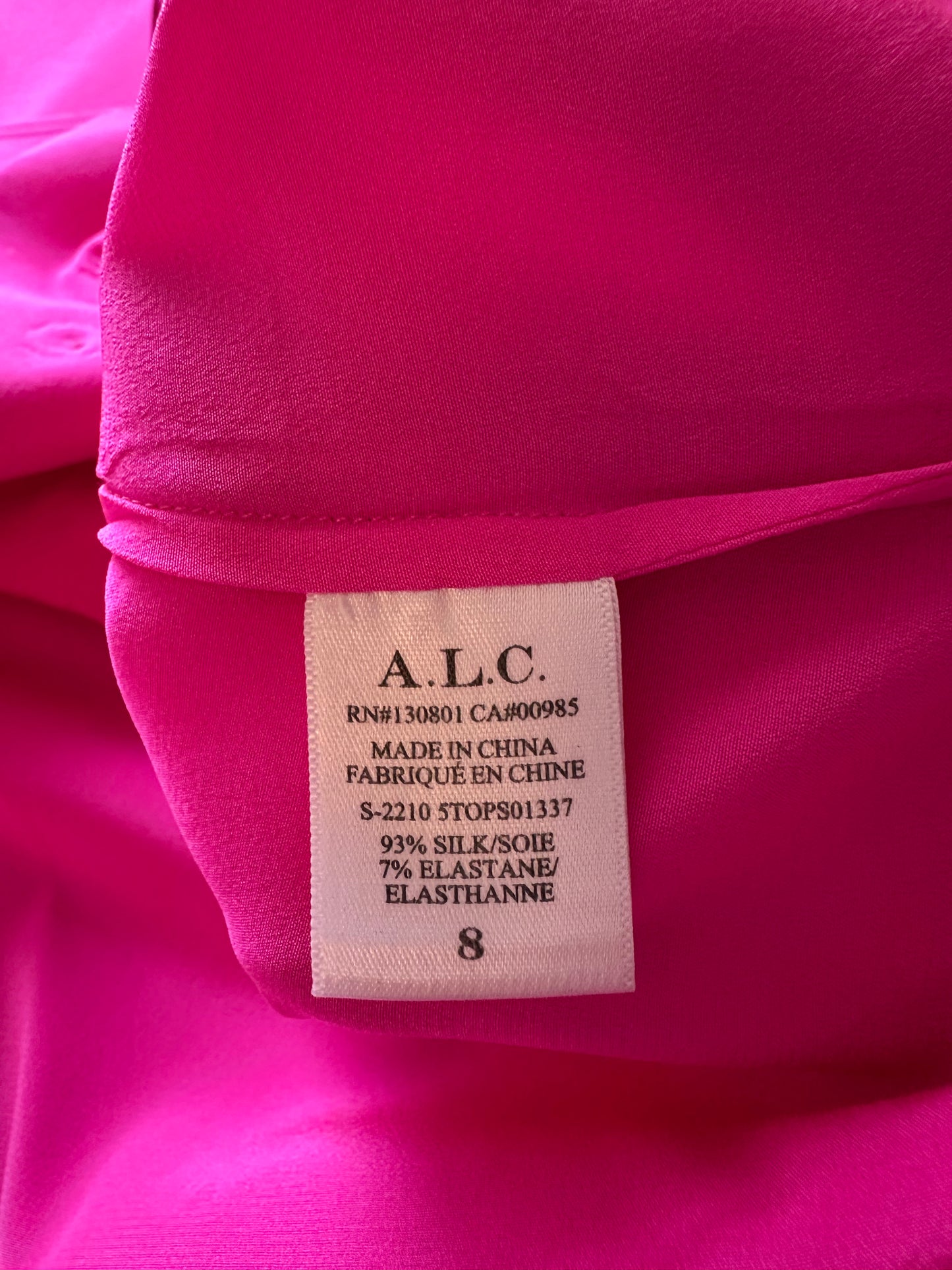 A.L.C. Hot Pink Silk Kinsley Top | Size 8