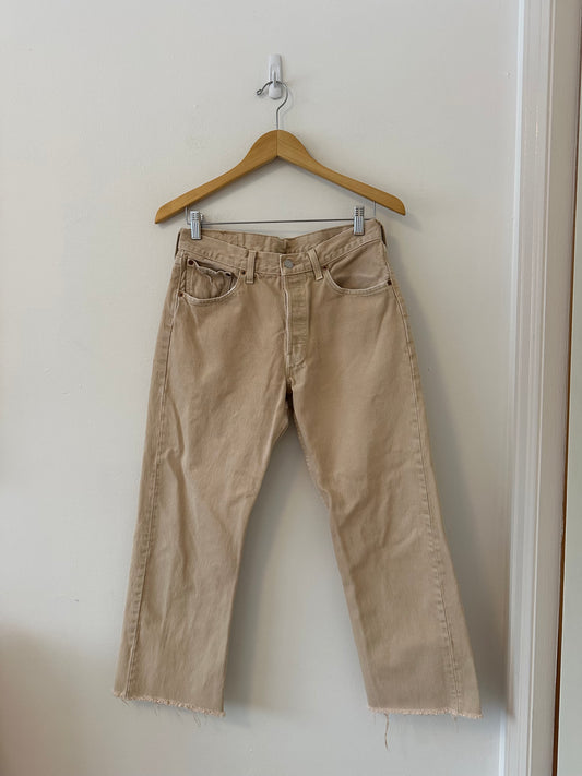Levi's Vintage Straight Leg Cotton Jeans in Light Tan | Size 8