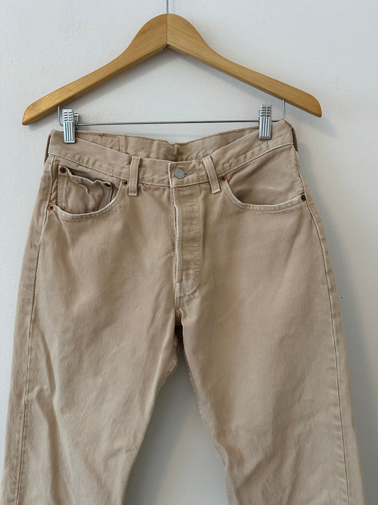 Levi's Vintage Straight Leg Cotton Jeans in Light Tan | Size 8