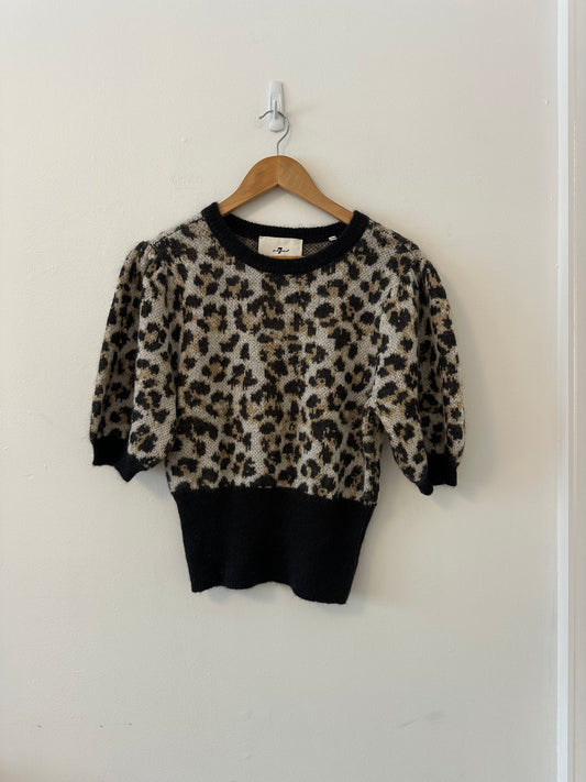 7 For All Mankind Airy Leopard Knit Sweater | Size Small