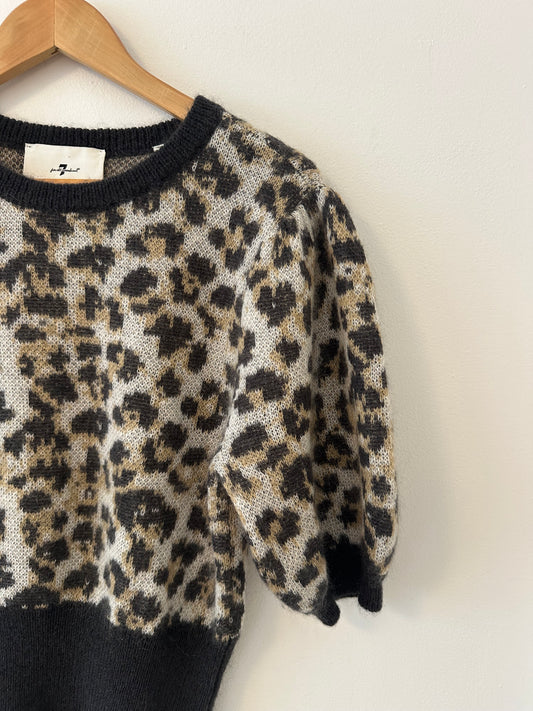 7 For All Mankind Airy Leopard Knit Sweater | Size Small