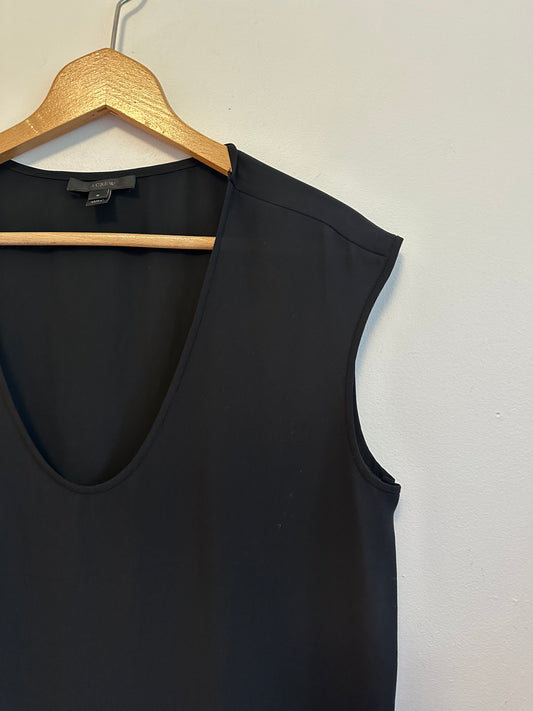 J. Crew Black Sleeveless V-Neck Blouse Cap Sleeve Top | Size 6