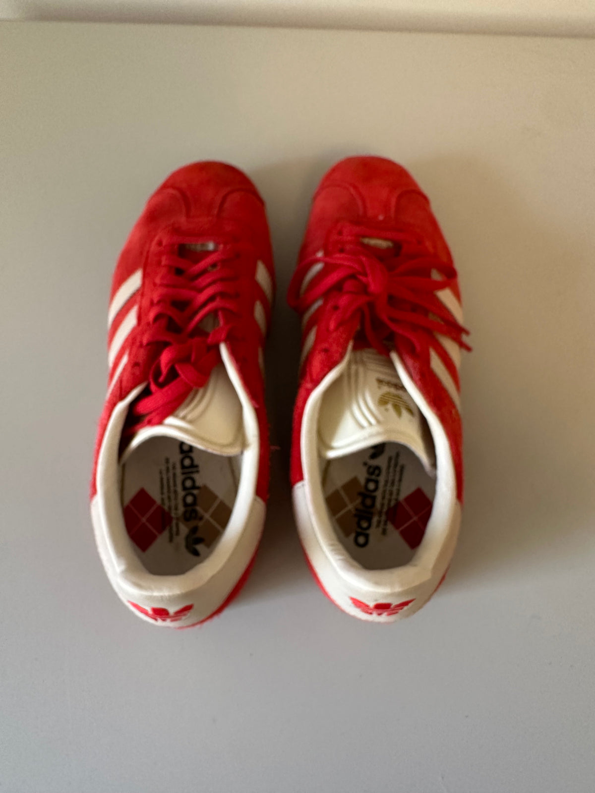 Adidas Originals Gazelle Red and White Gum Suede Sneakers | Size 9.5