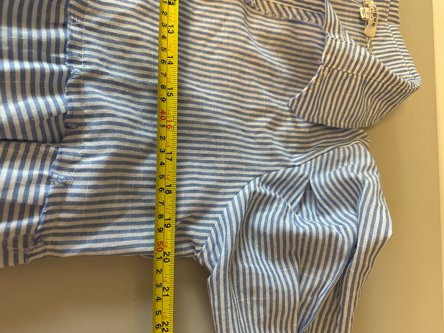 Umgee Blue and White Striped Tiered Short Sleeve Midi Dress | Size Medium