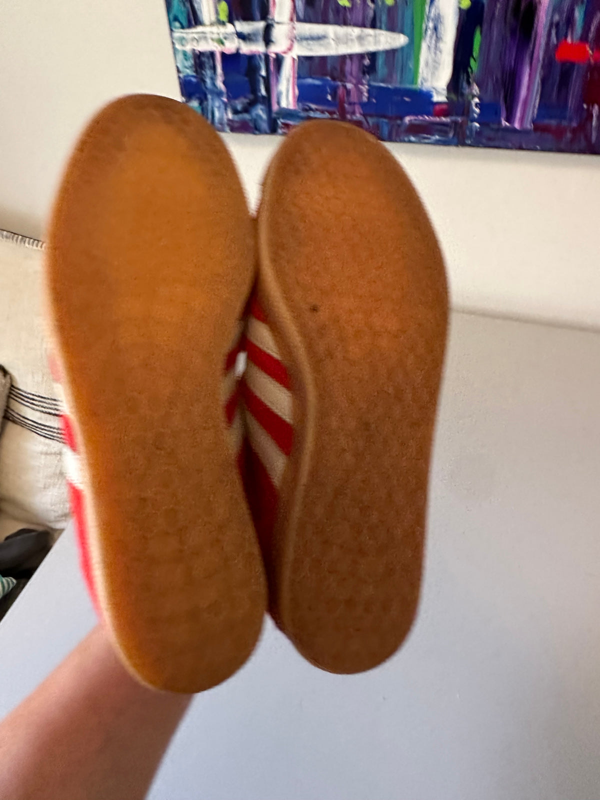Adidas Originals Gazelle Red and White Gum Suede Sneakers | Size 9.5