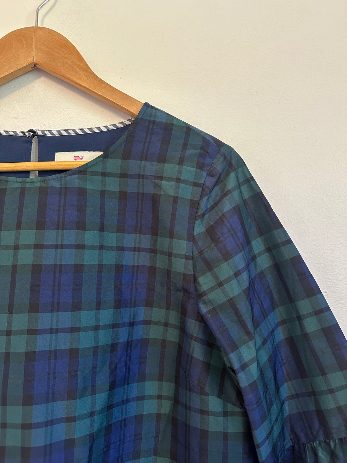 Vineyard Vines Black Watch Tartan Plaid Bell Sleeve Top | Size 8