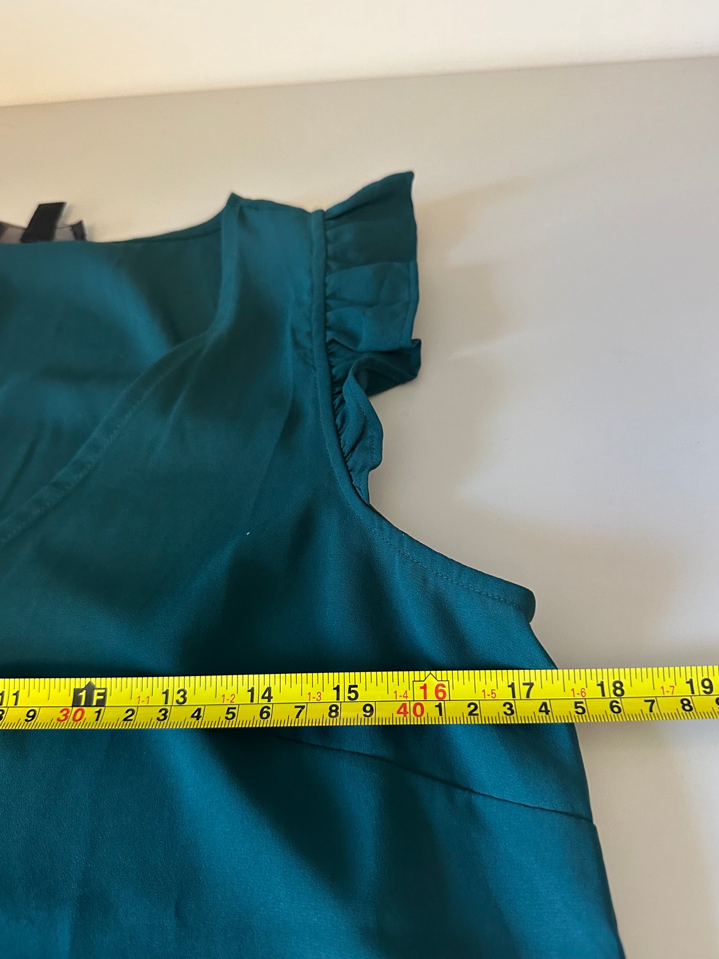 J. Crew Forest Green Ruffle Strap V-Neck Blouse | Size 6