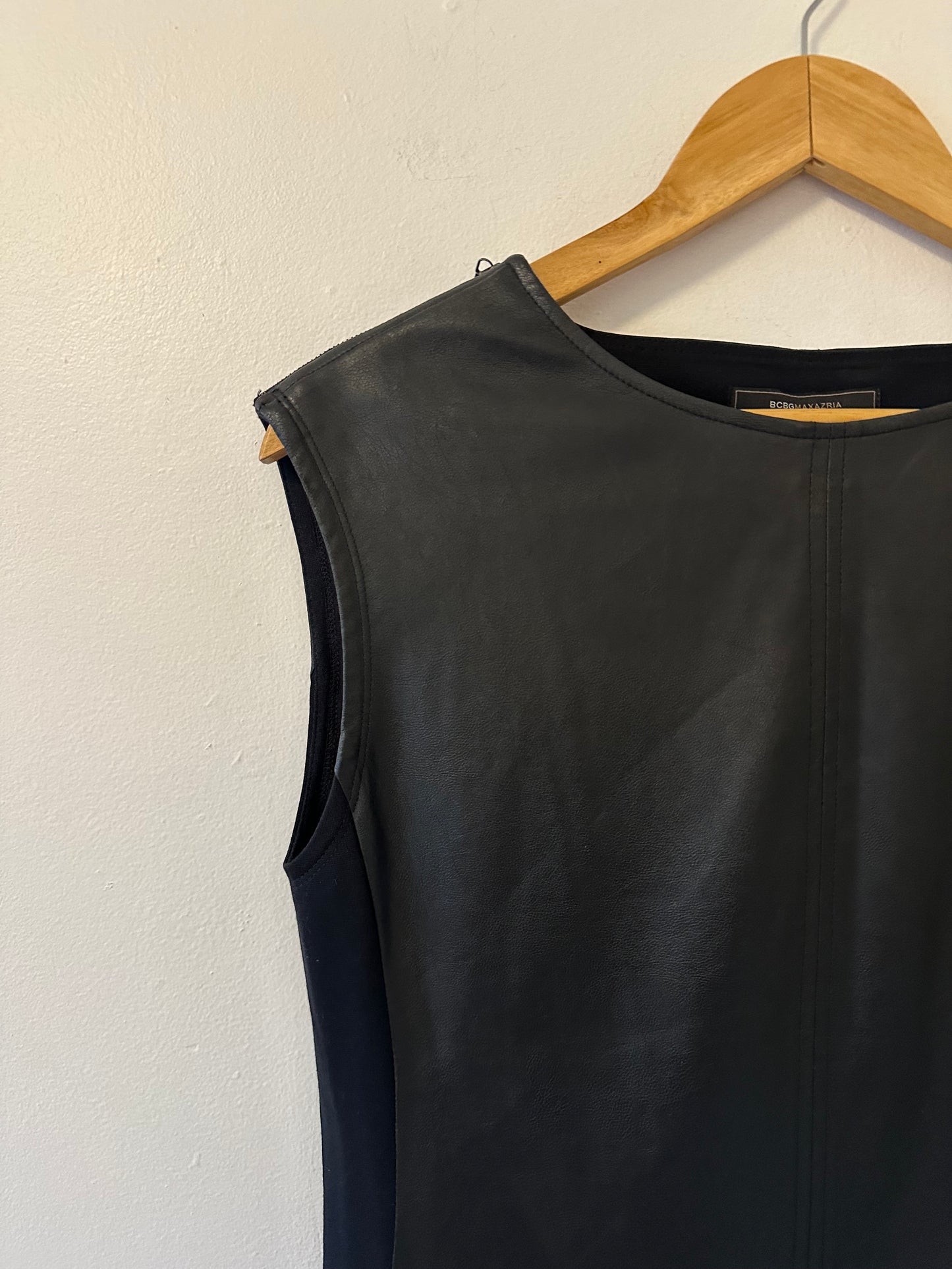 BCBGMAXAZRIA Karlee Faux Leather Shift Dress | Size Small