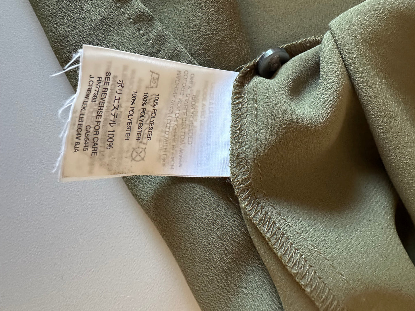 J. Crew Olive Green Sleeveless Band Collar Blouse | Size Small