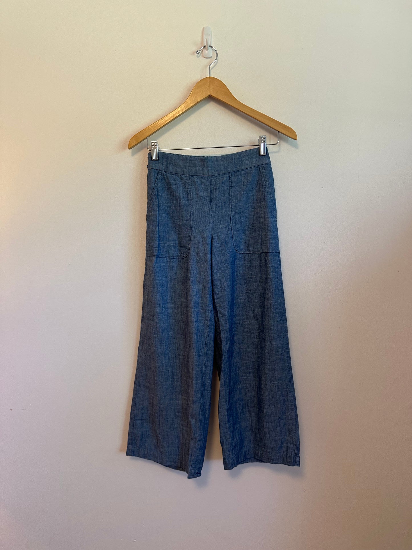 J. Crew Blue Chambray Wide Leg Cotton Pants | Size 4