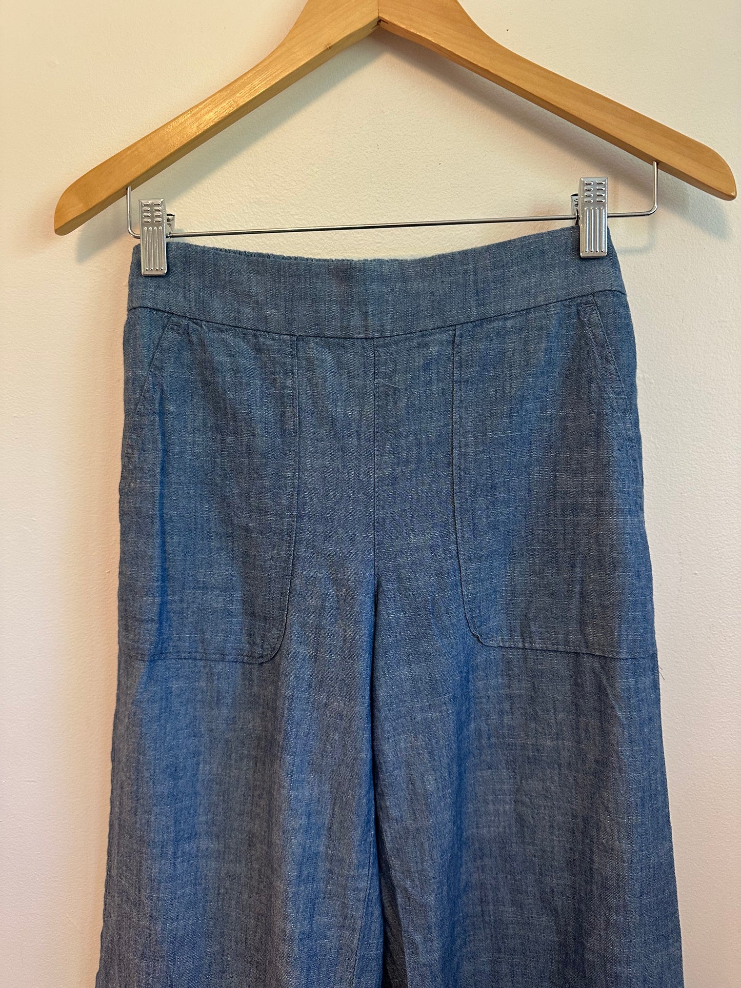 J. Crew Blue Chambray Wide Leg Cotton Pants | Size 4