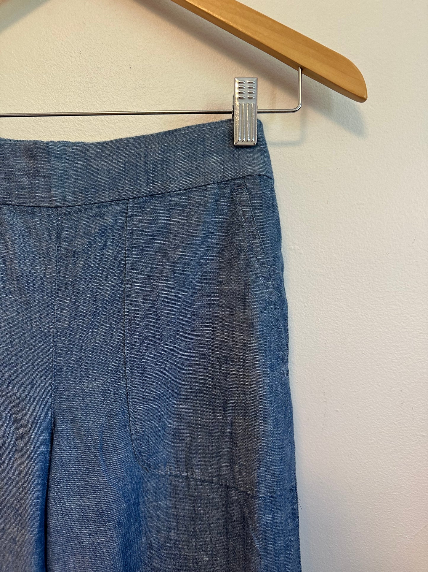 J. Crew Blue Chambray Wide Leg Cotton Pants | Size 4