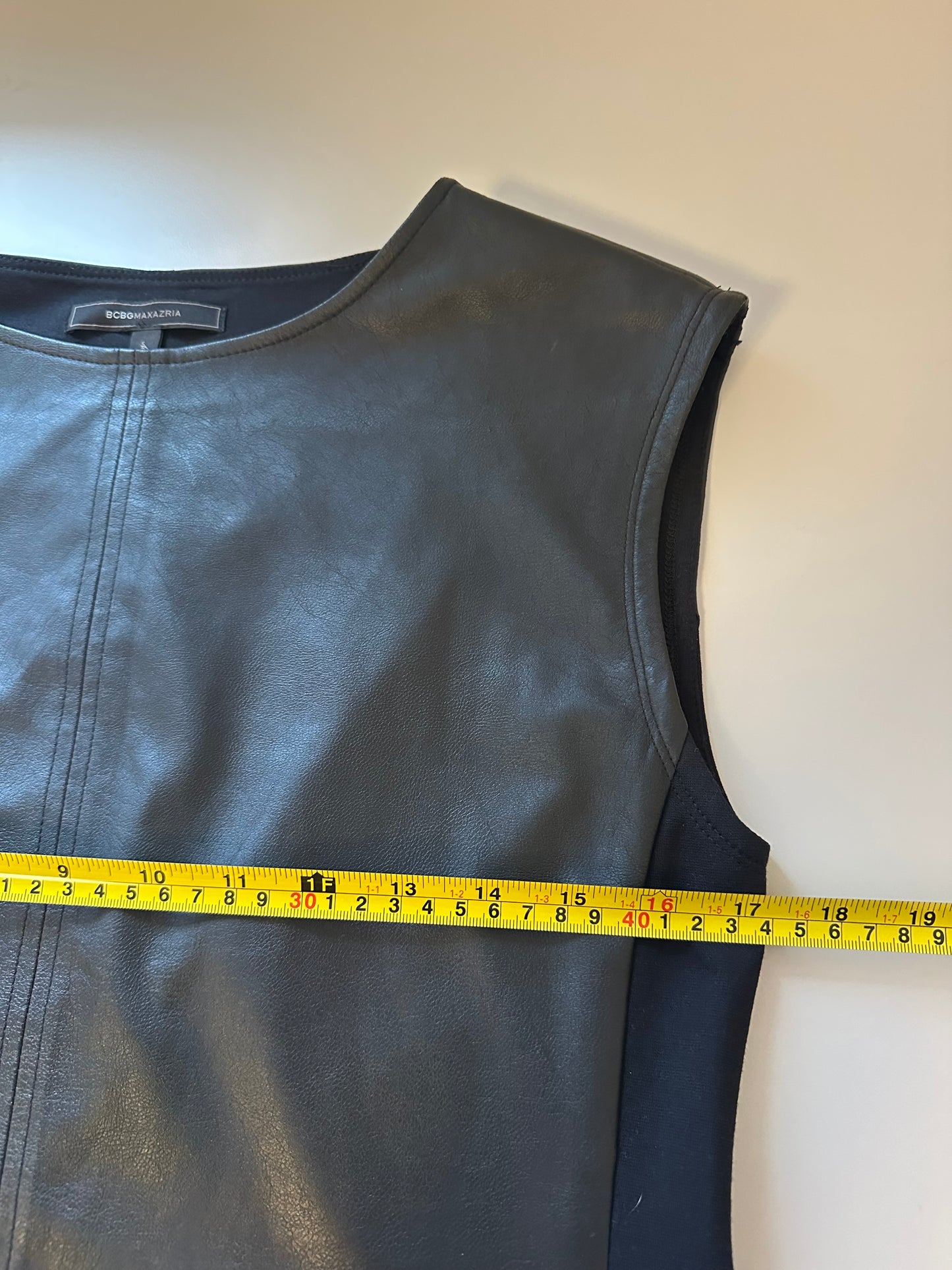 BCBGMAXAZRIA Karlee Faux Leather Shift Dress | Size Small