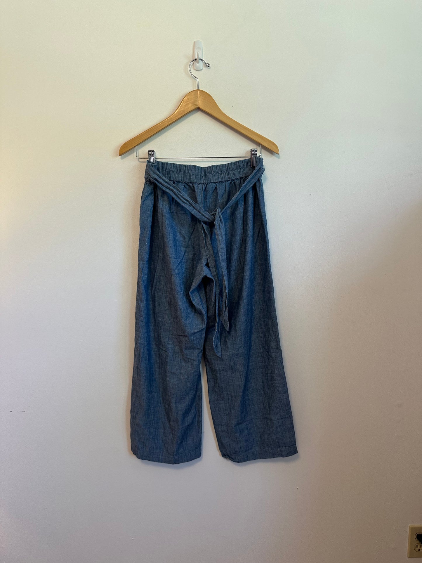 J. Crew Blue Chambray Wide Leg Cotton Pants | Size 4