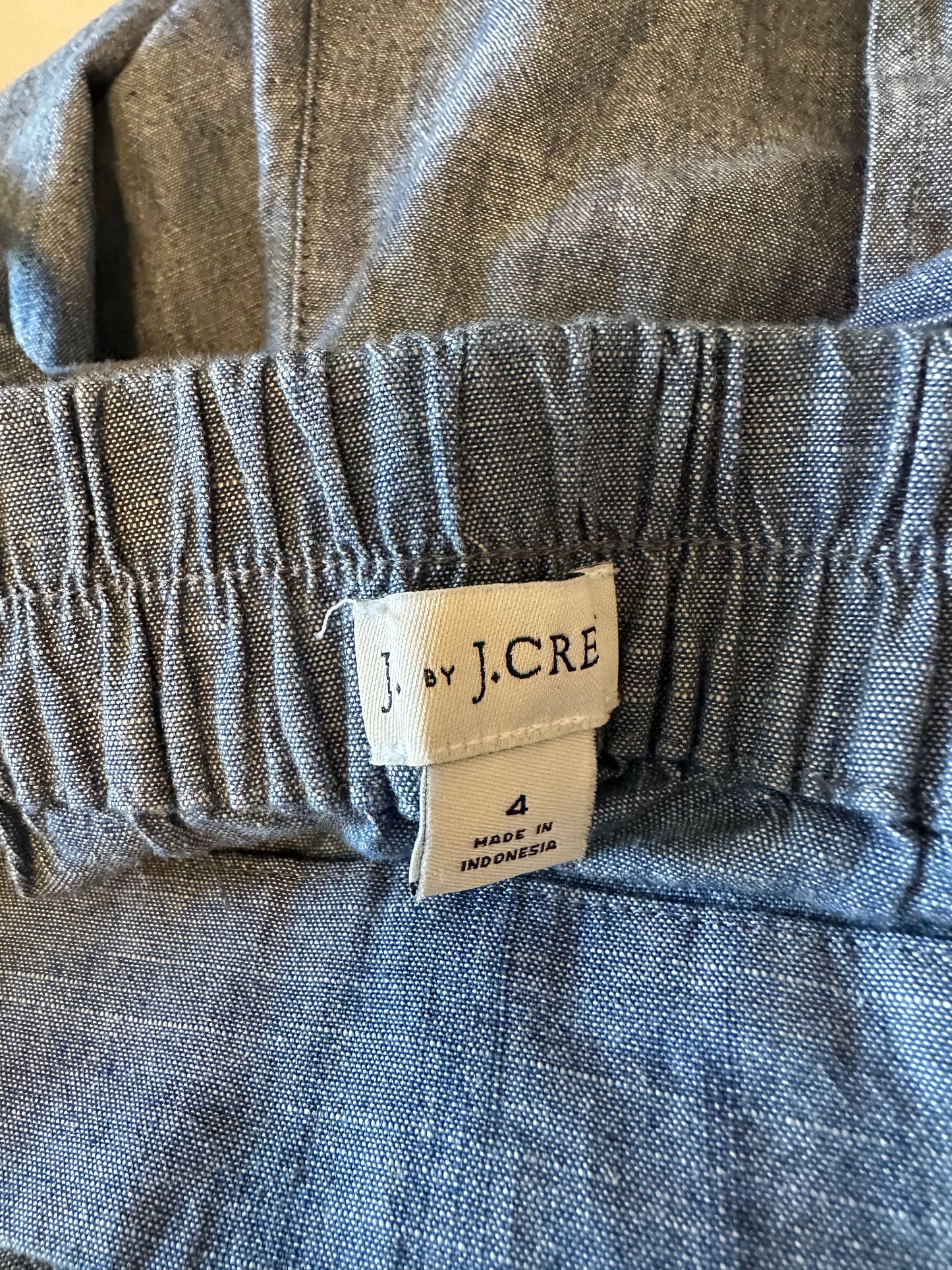 J. Crew Blue Chambray Wide Leg Cotton Pants | Size 4