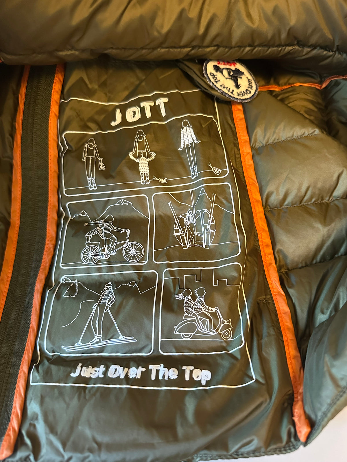 JOTT Just Over The Top Hooded Puffer Vest in Olive Green | Size Small