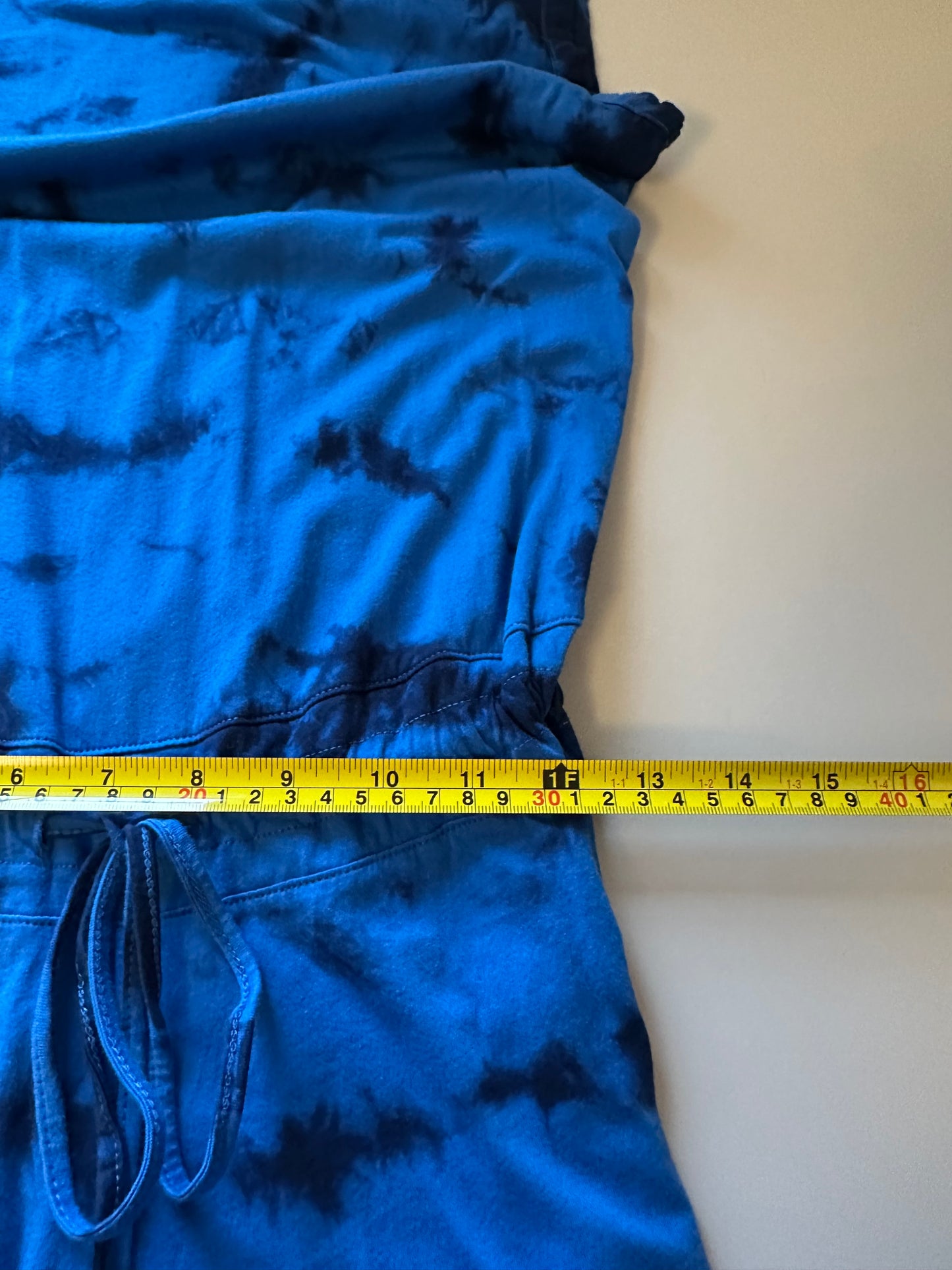 Goldie Pima Cotton Tie Dye Blue Sleeveless Tie Waist Jumpsuit | Size XS