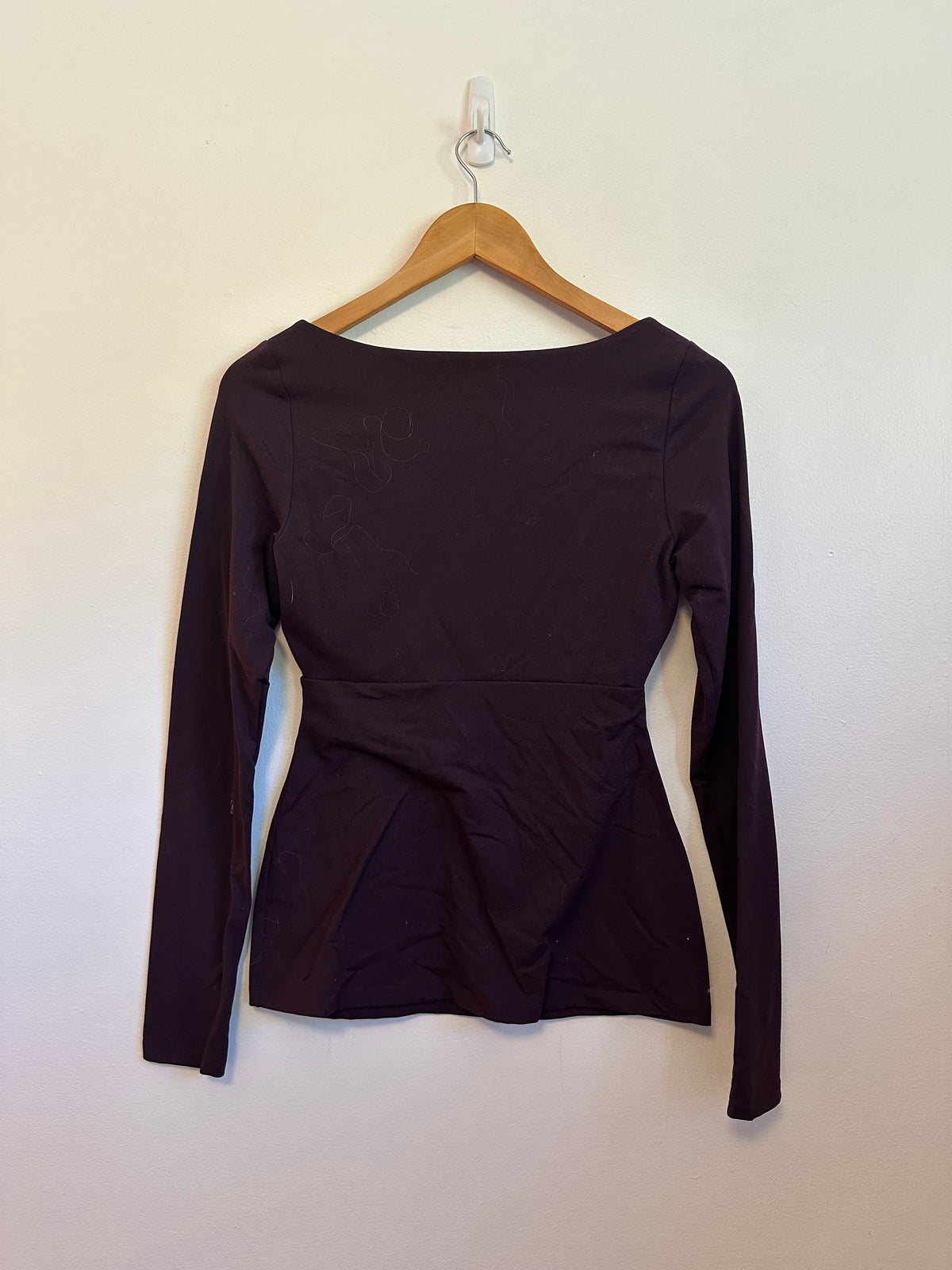 Susana Monaco Vista Long Sleeve Sweetheart Top in Plum | Size Medium