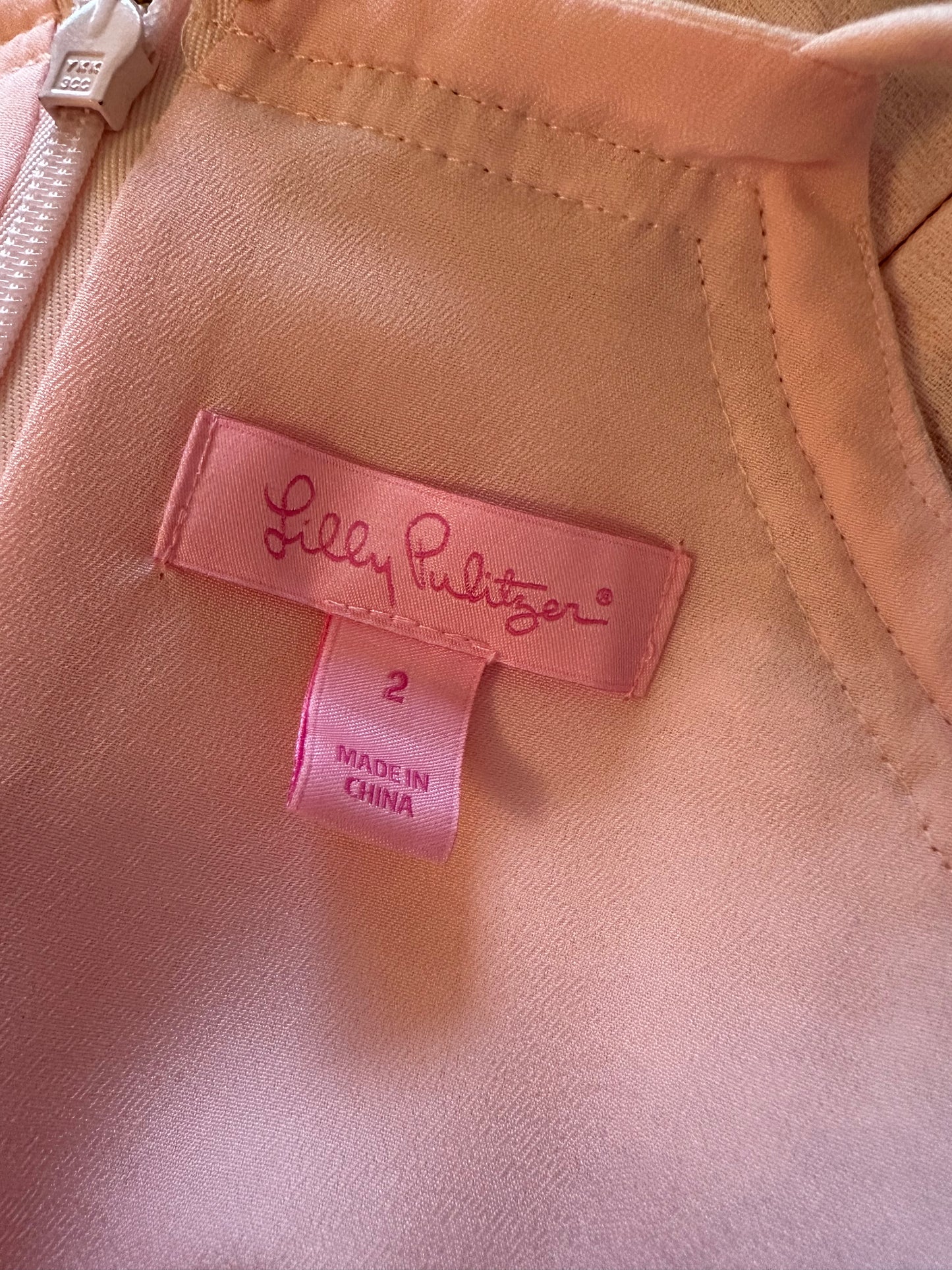 Lilly Pulitzer Pearl Paradise Pink Halter Shift Dress Gold Lace Detail | Size 2