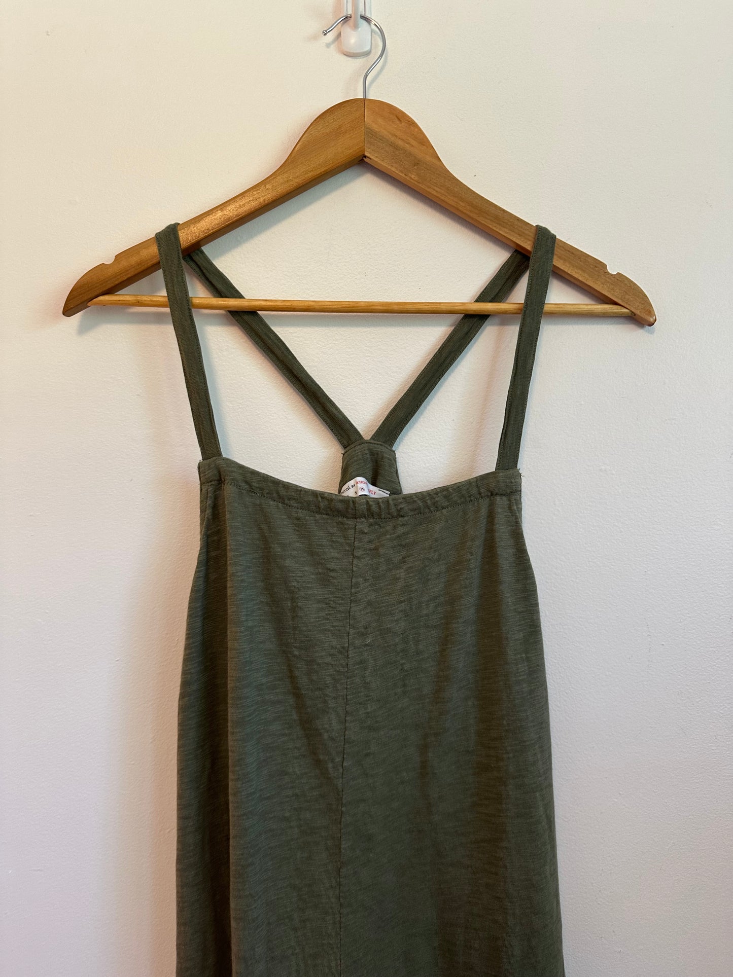 Natural by Known Supply Olive Green Slub Knit Racerback Jumpsuit | Size Medium