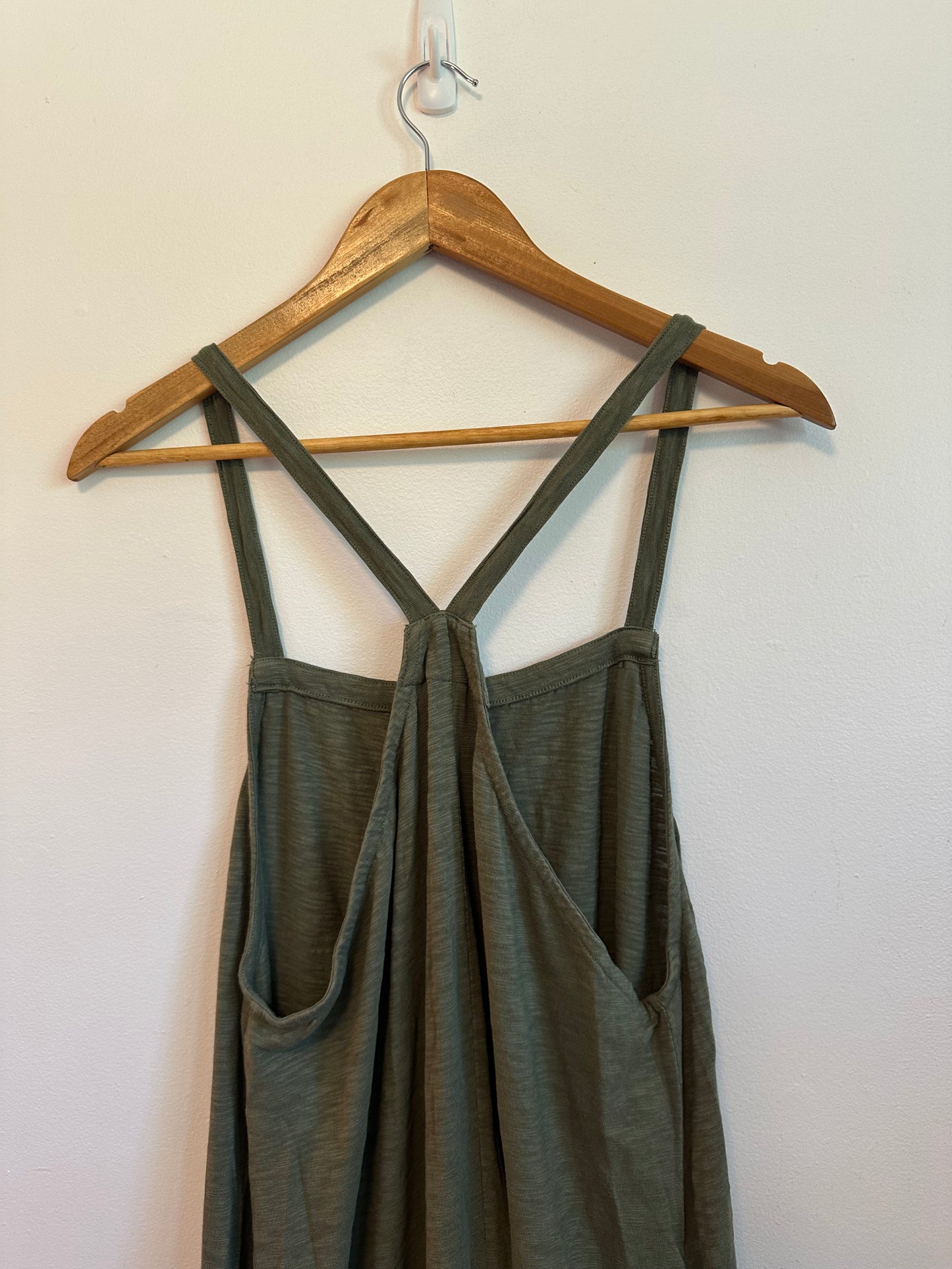 Natural by Known Supply Olive Green Slub Knit Racerback Jumpsuit | Size Medium