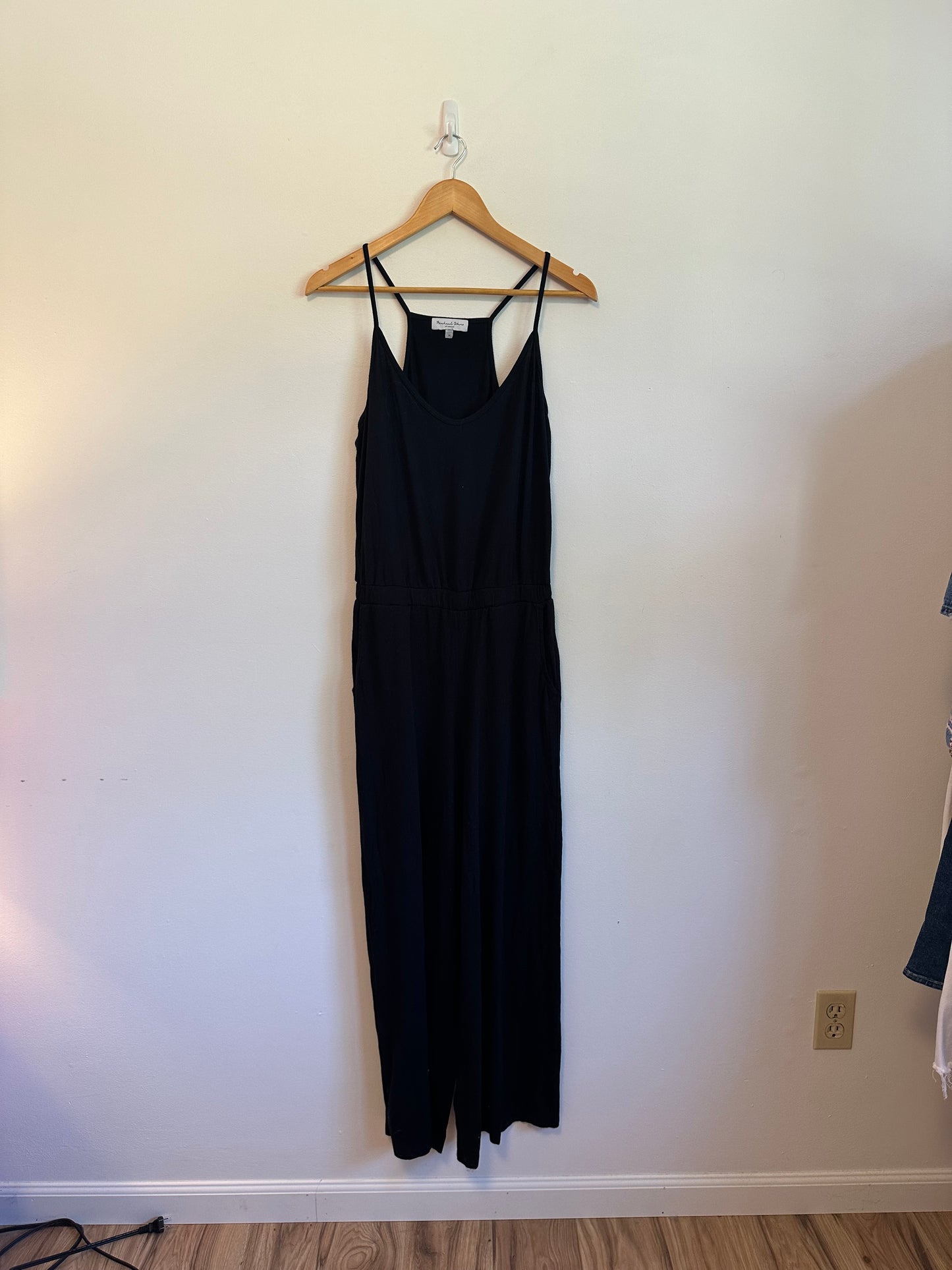 Michael Stars Black Wide Leg Racerback Jumpsuit | Size Medium