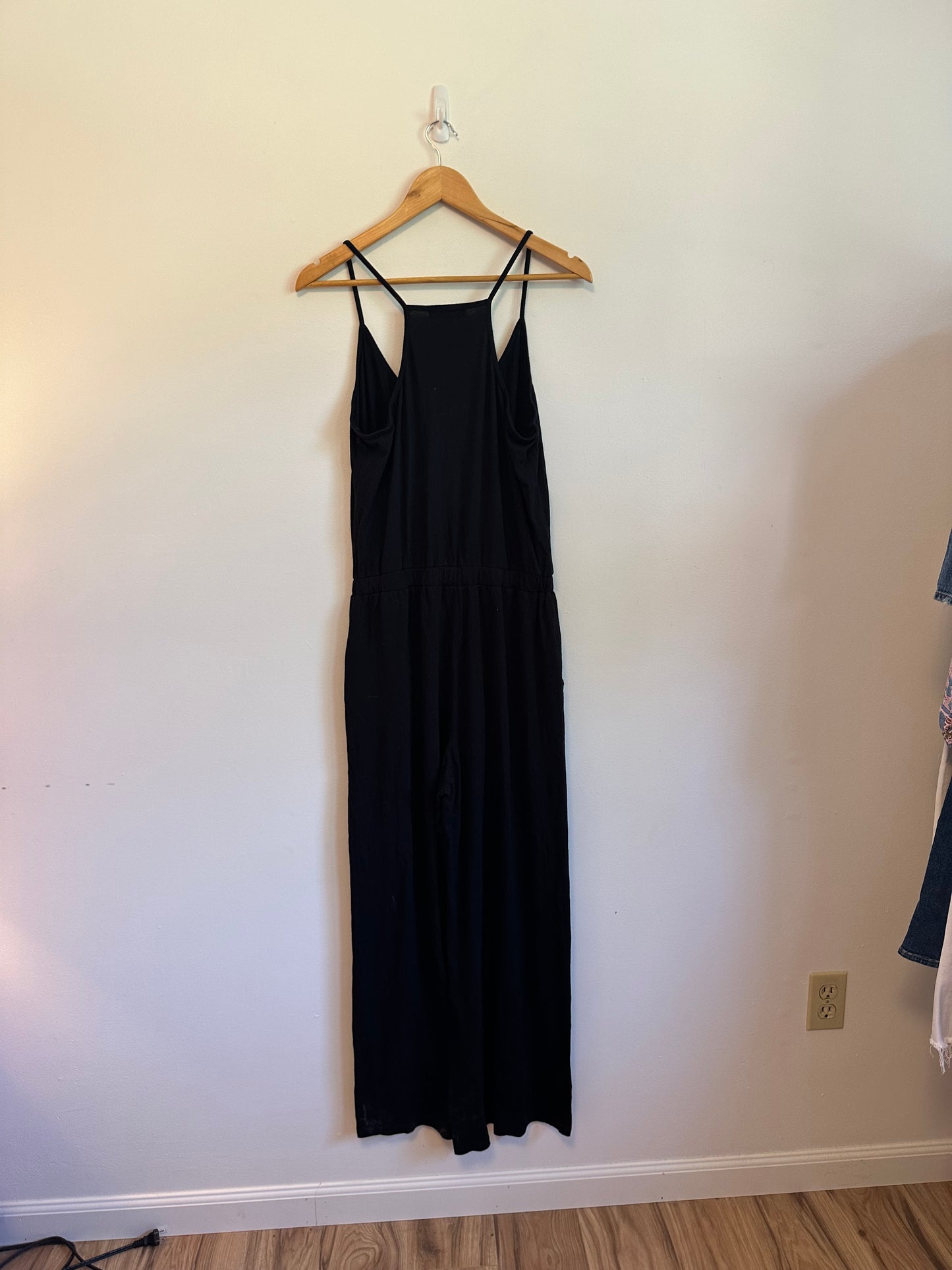 Michael Stars Black Wide Leg Racerback Jumpsuit | Size Medium