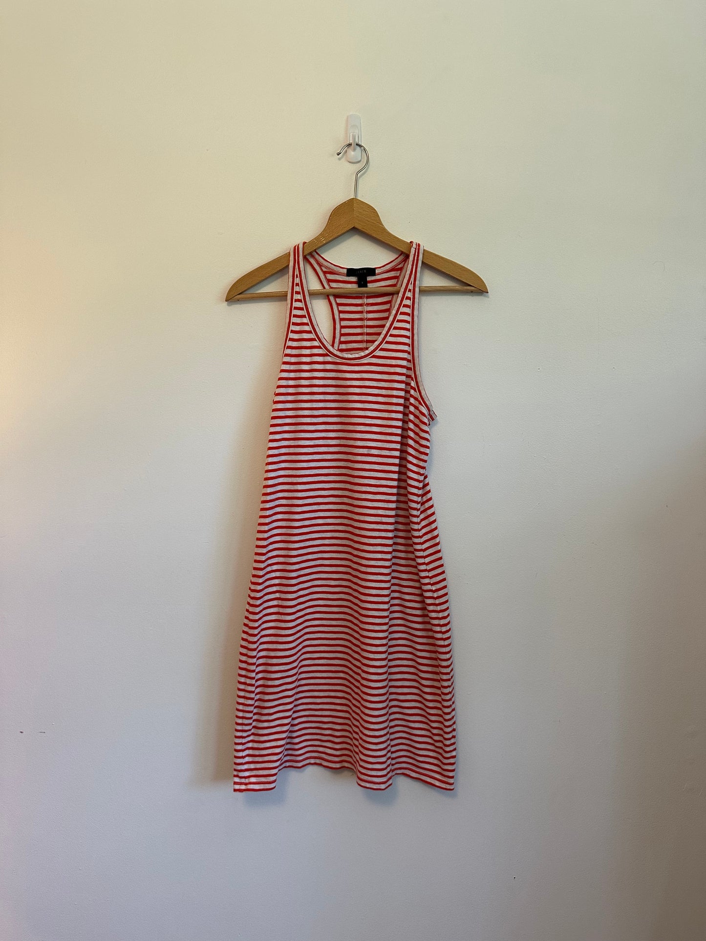 J. Crew Red and White Striped Cotton Racerback Tank Dress | Size Small