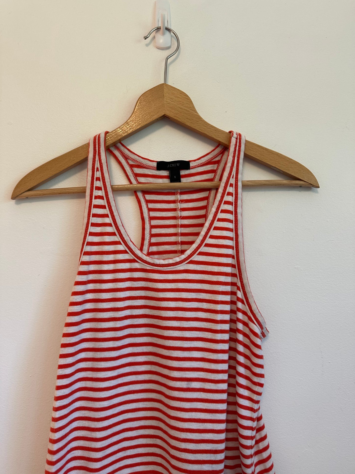 J. Crew Red and White Striped Cotton Racerback Tank Dress | Size Small