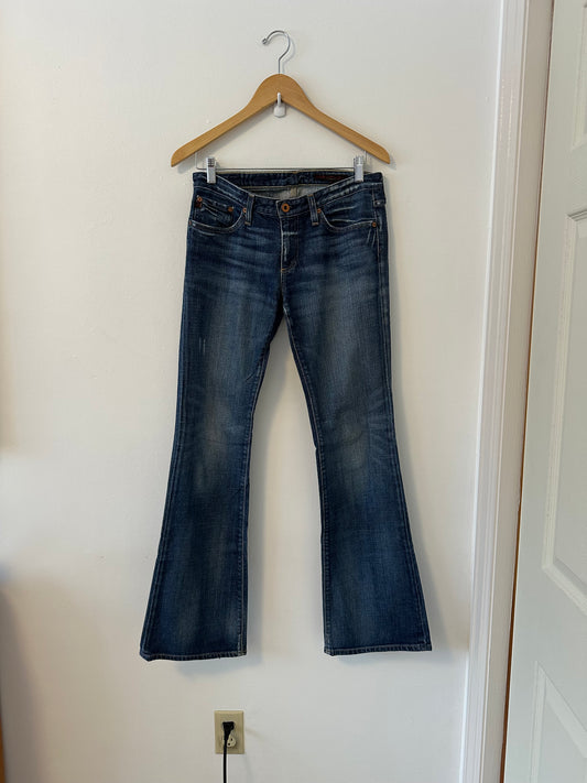 AG Adriano Goldschmied Y2K Flare Butterfly Embellished Low Rise Jeans | Size 28