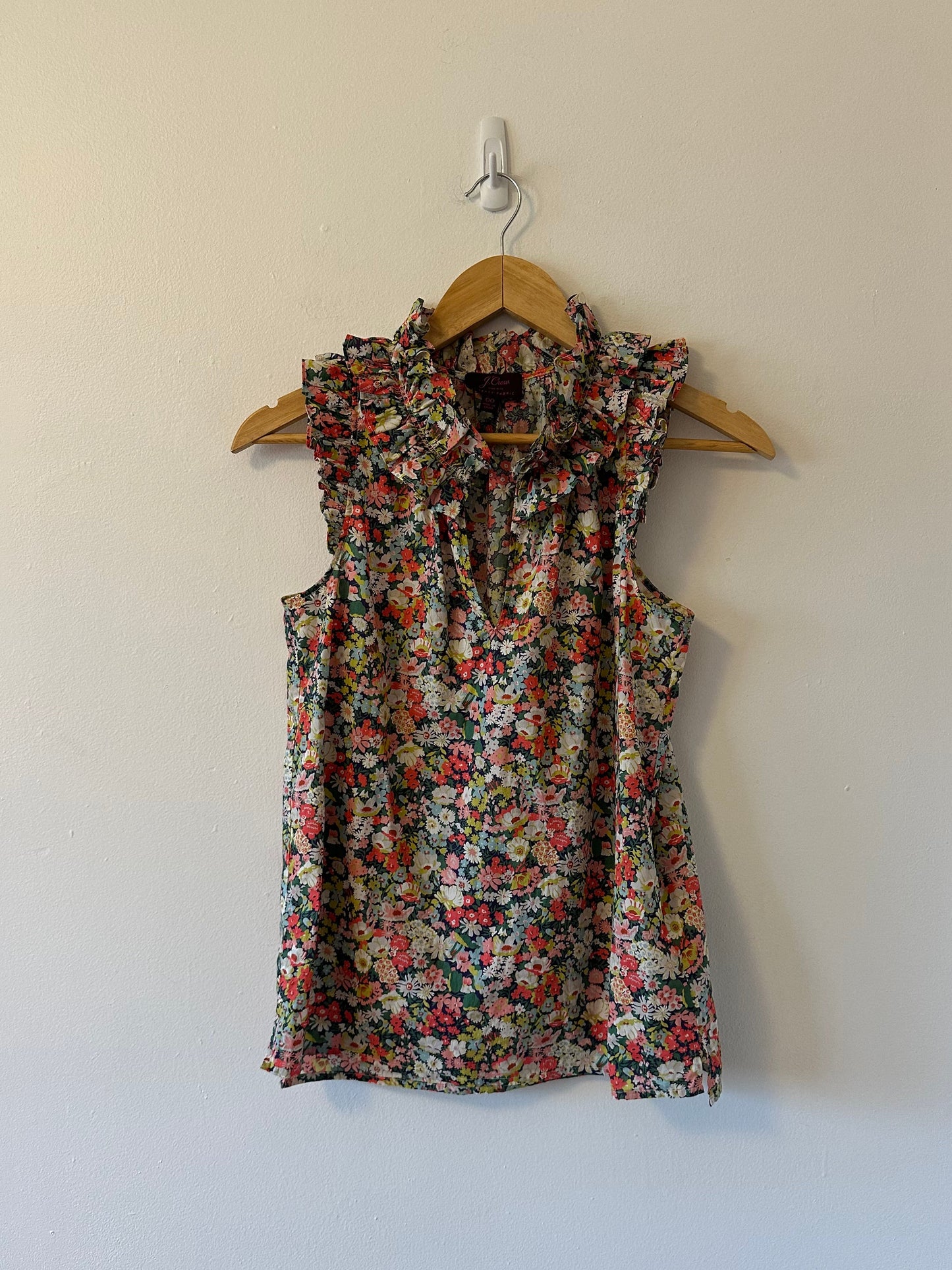 J.Crew x Liberty of London Thorpe Floral Sleeveless Ruffle Top | Size 00