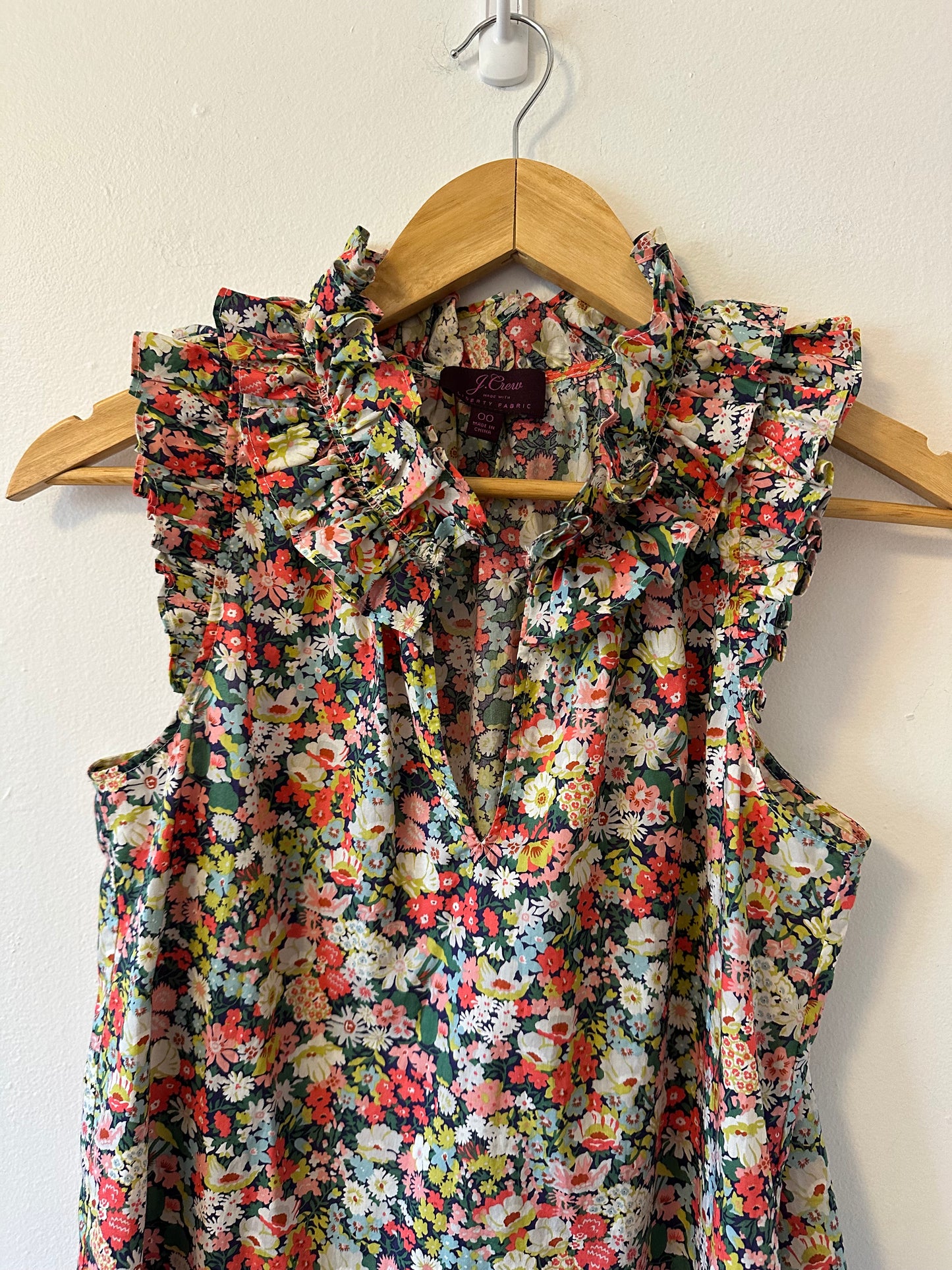 J.Crew x Liberty of London Thorpe Floral Sleeveless Ruffle Top | Size 00