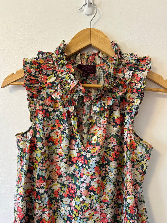 J.Crew x Liberty of London Thorpe Floral Sleeveless Ruffle Top | Size 00