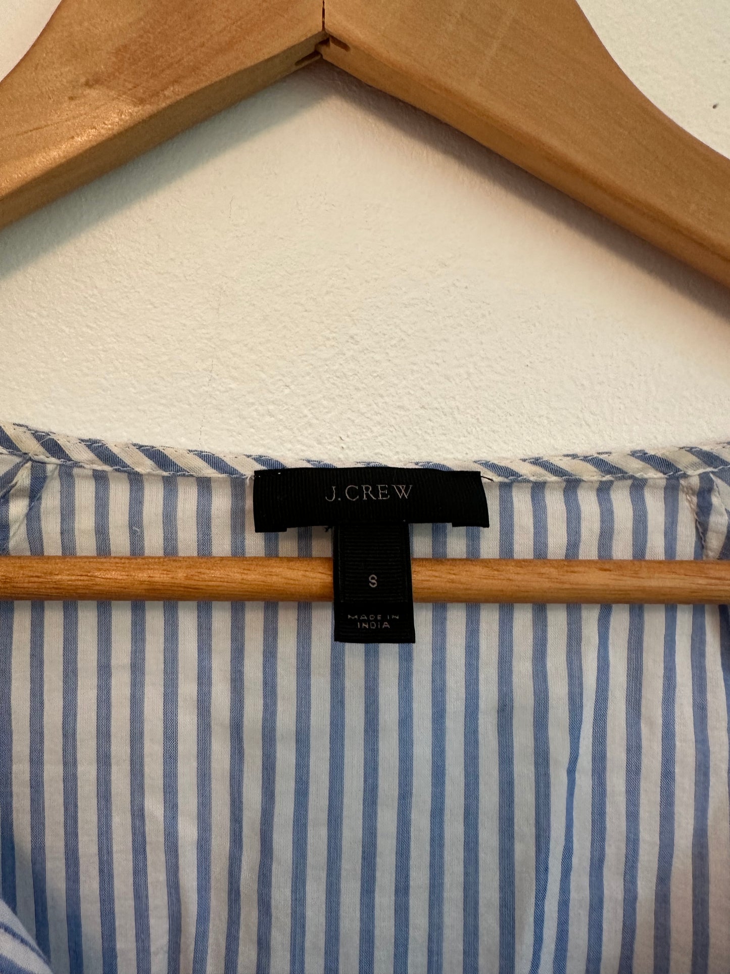 J. Crew Blue and White Striped Embroidered Sleeve Tunic | Size Small