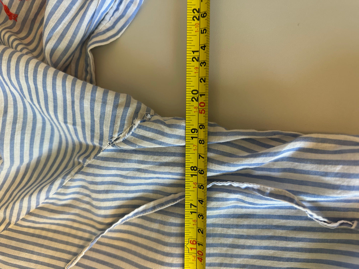 J. Crew Blue and White Striped Embroidered Sleeve Tunic | Size Small