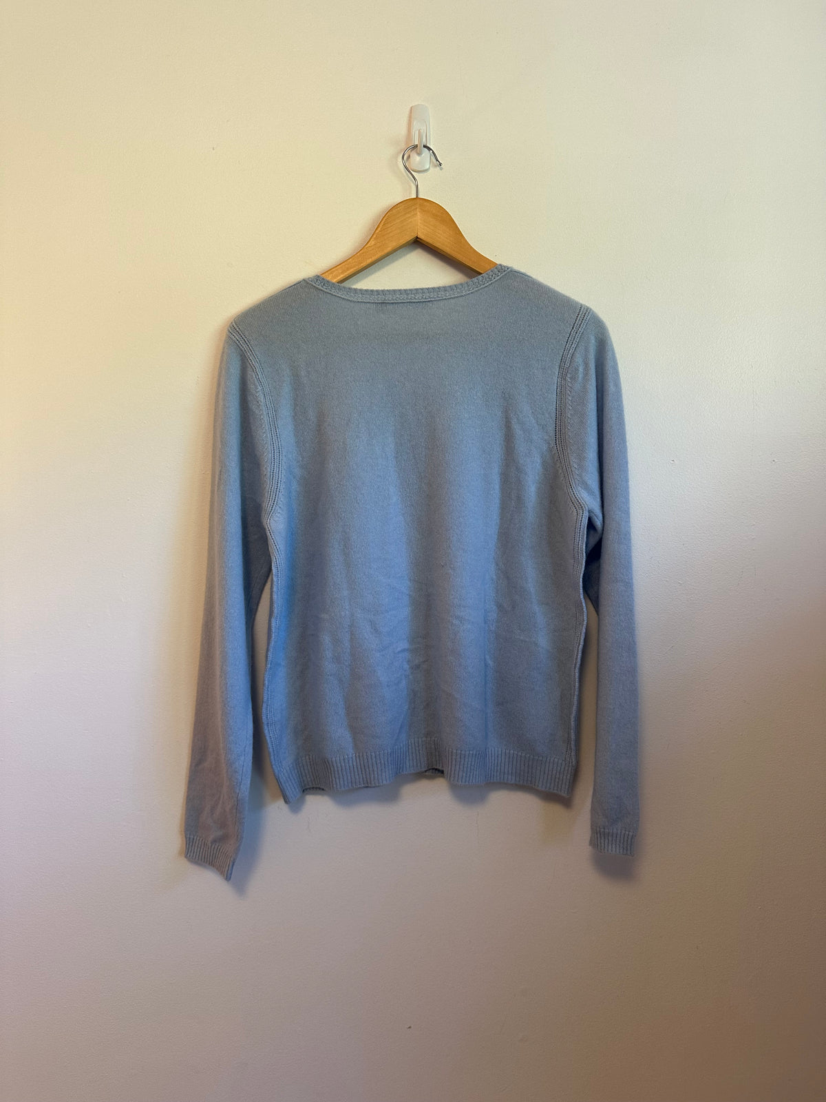 In Cashmere Light Blue 100% Cashmere Button Front Cardigan Sweater | Size Large