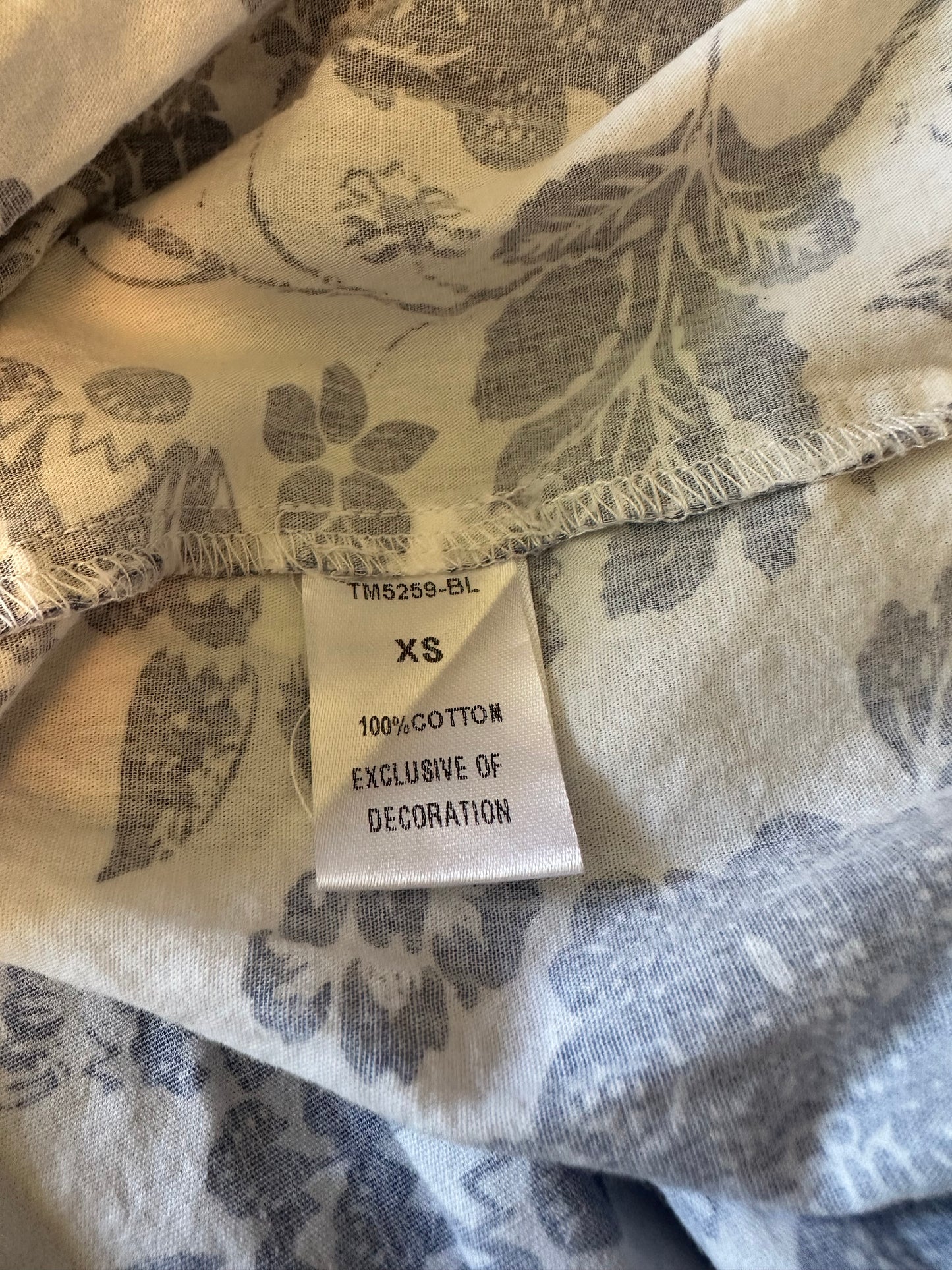THML Blue and White Floral Toile Smocked Tiered Ruffle Midi Dress | Size XS