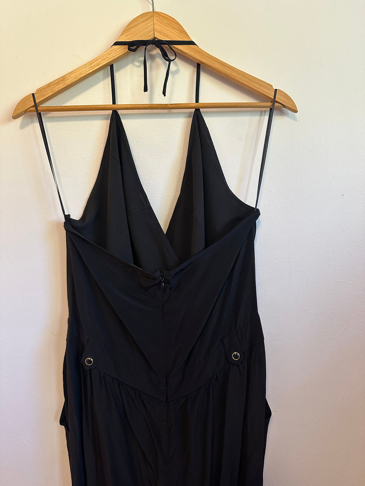 Yumi Kim Dina Silk Halter Jumpsuit in Black | Size Large