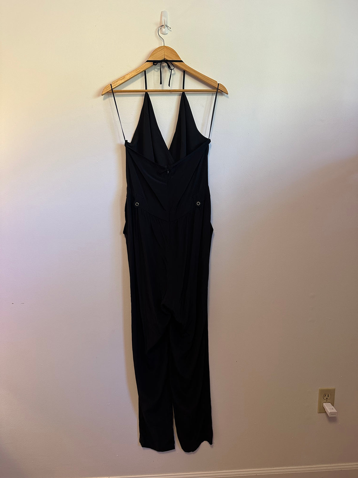 Yumi Kim Dina Silk Halter Jumpsuit in Black | Size Large