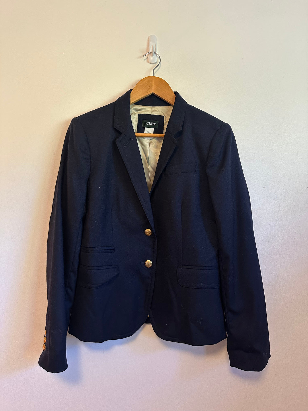 J. Crew Navy Blue Wool Blend Schoolboy Blazer | Size 8