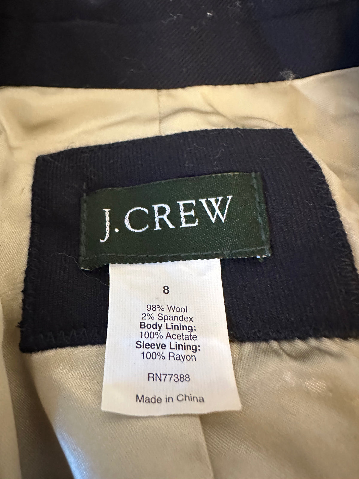 J. Crew Navy Blue Wool Blend Schoolboy Blazer | Size 8