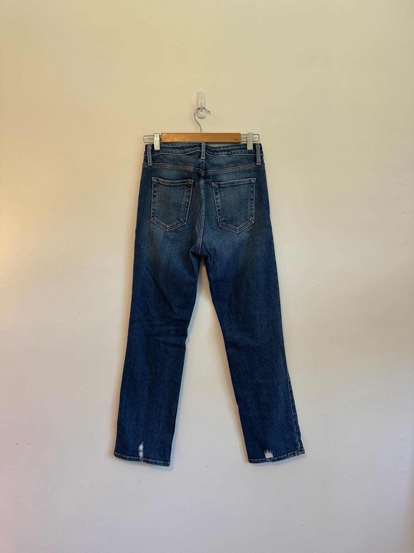Just Black Denim High Rise Distressed Straight Leg Jeans | Size 28
